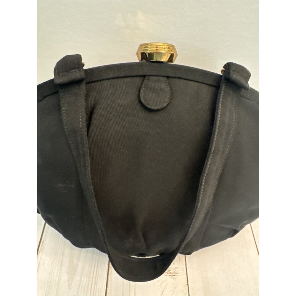 Vintage MM Morris Moskowitz Faille Satin Black Evening Purse/ Handbag 9x6x3” EUC - Picture 2 of 7